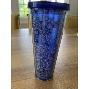 2019 Starbucks Blue & White Floral Succulent Paisley Cold Cup Venti 24oz Tumbler